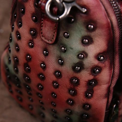 Vintage Womens Leather Handbags Brown Side Bag Red SHoulder Bag Purse for Ladies