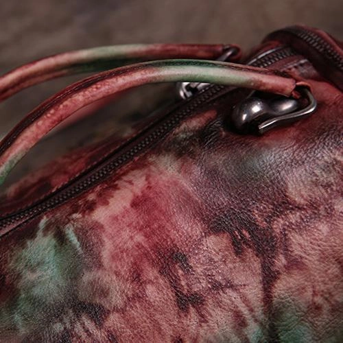 Vintage Womens Leather Handbags Brown Side Bag Red SHoulder Bag Purse for Ladies