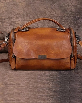 Vintage Womens Leather Handbags Brown Side Bag Red SHoulder Bag Purse for Ladies