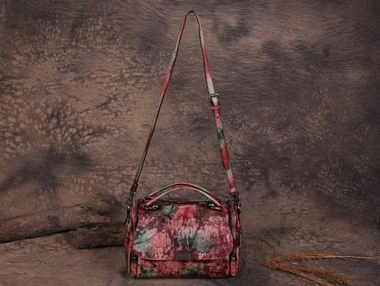 Vintage Womens Leather Handbags Brown Side Bag Red SHoulder Bag Purse for Ladies
