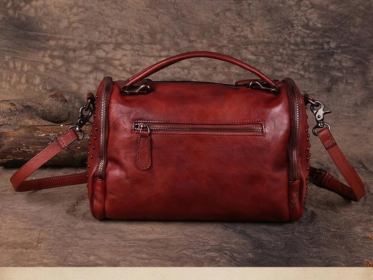 Vintage Womens Leather Handbags Brown Side Bag Red SHoulder Bag Purse for Ladies