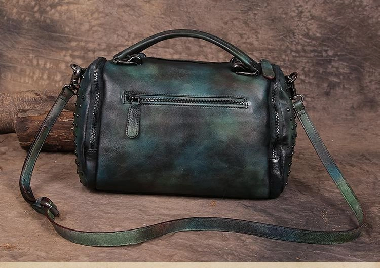 Vintage Womens Leather Handbags Brown Side Bag Red SHoulder Bag Purse for Ladies