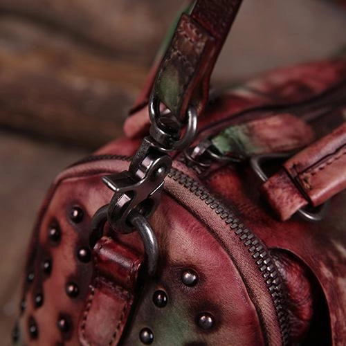 Vintage Womens Leather Handbags Brown Side Bag Red SHoulder Bag Purse for Ladies