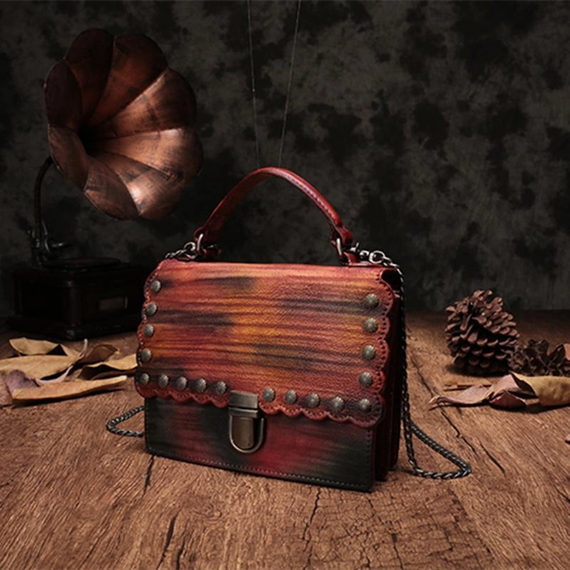 Vintage Womens Leather Handbags Purse Green Satchel Handbags Shoulder Crossbody Bags for Ladies