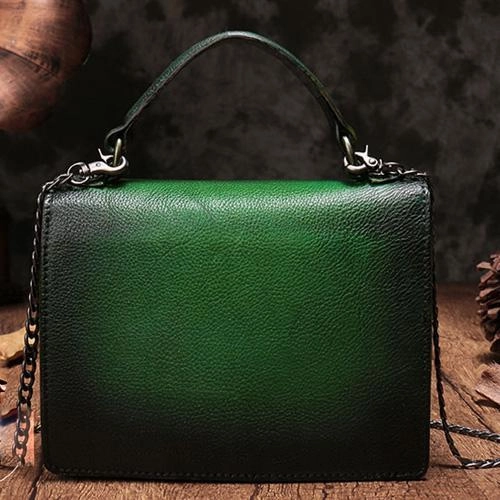 Vintage Womens Leather Handbags Purse Green Satchel Handbags Shoulder Crossbody Bags for Ladies