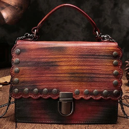 Vintage Womens Leather Handbags Purse Green Satchel Handbags Shoulder Crossbody Bags for Ladies