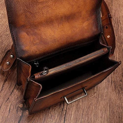 Vintage Womens Rivet Gray Leather Small Side Bags Purse Shoulder Crossbody Bags for Ladies