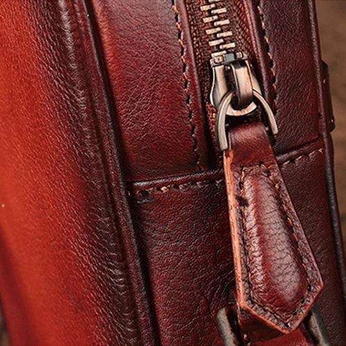 Vintage Womens Small Tan Leather Side Bag Mini Phone Dog Cat Shoulder Bag Square Crossbody Bag