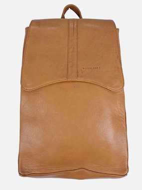 Wanderers Tan Leather Flap Backpack