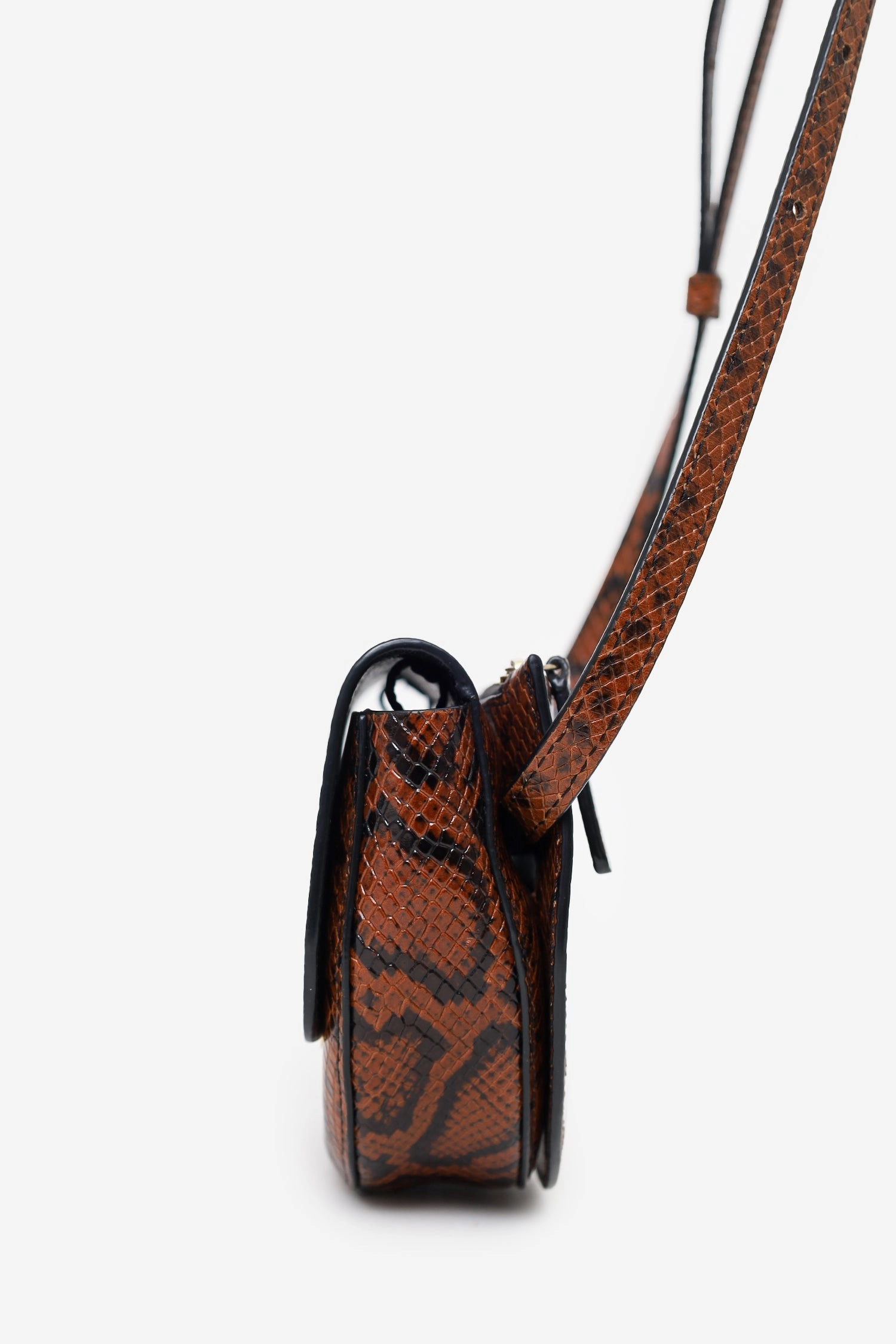 Wandler Brown/Black Croc Embossed Leather Crossbody