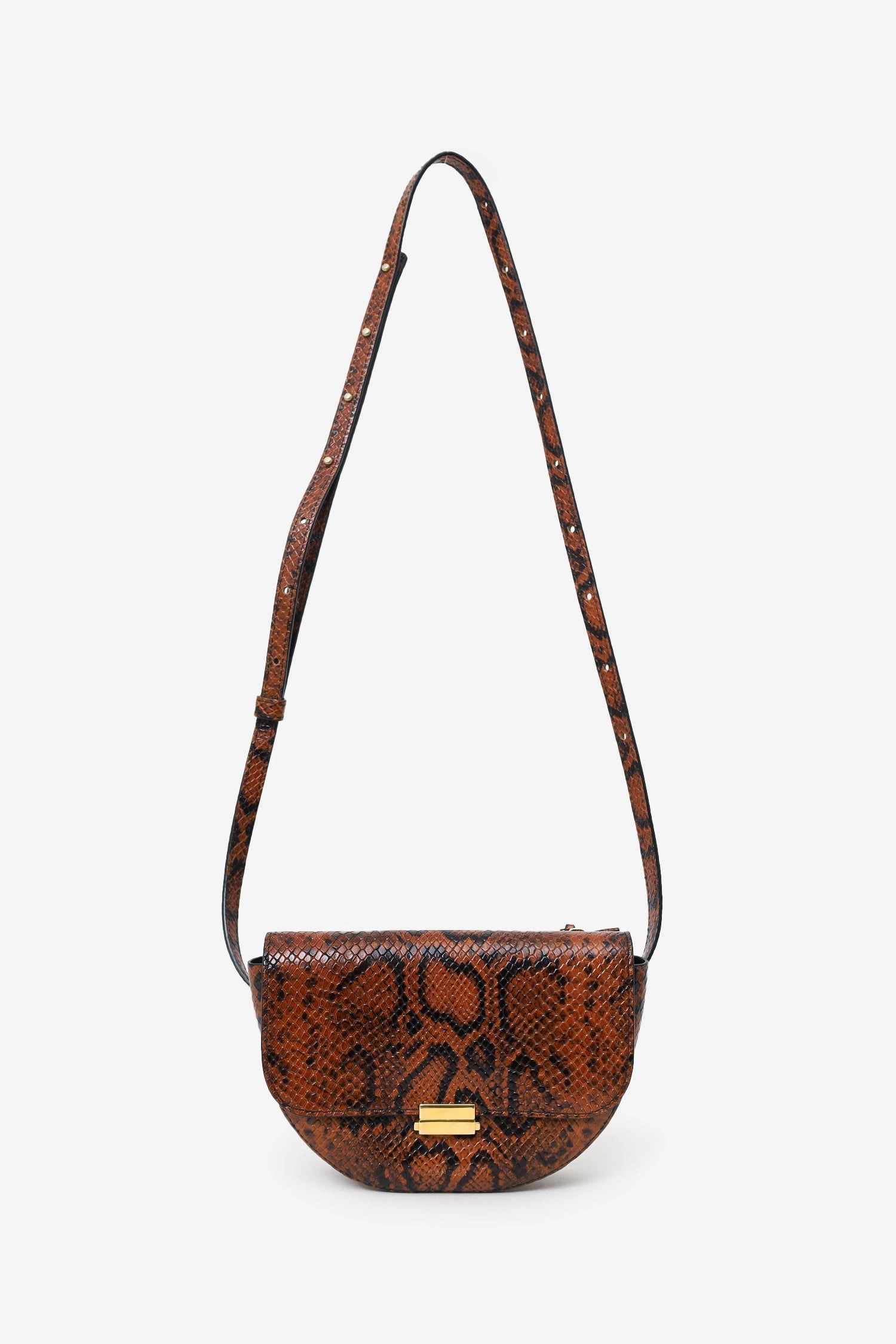 Wandler Brown/Black Croc Embossed Leather Crossbody