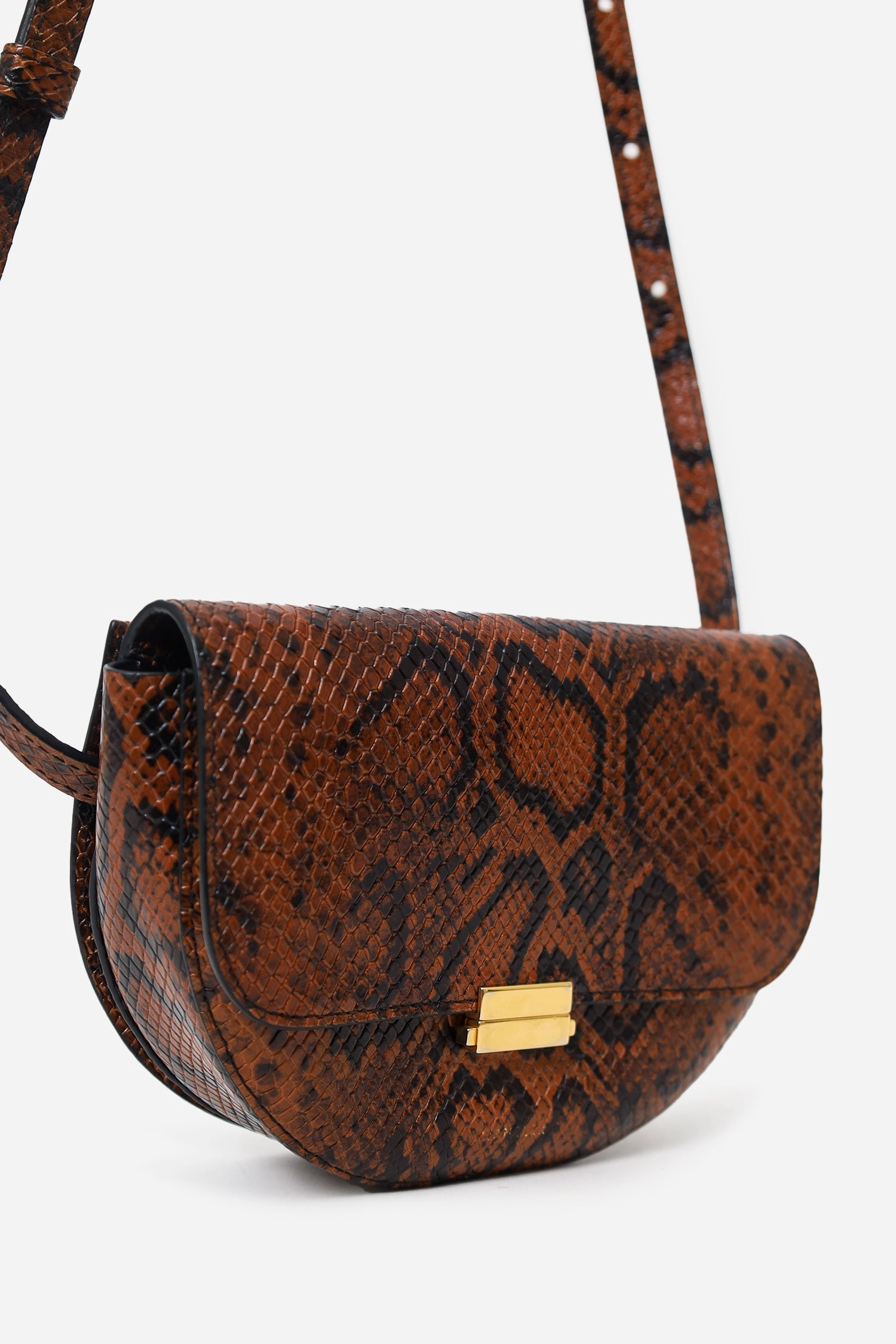 Wandler Brown/Black Croc Embossed Leather Crossbody