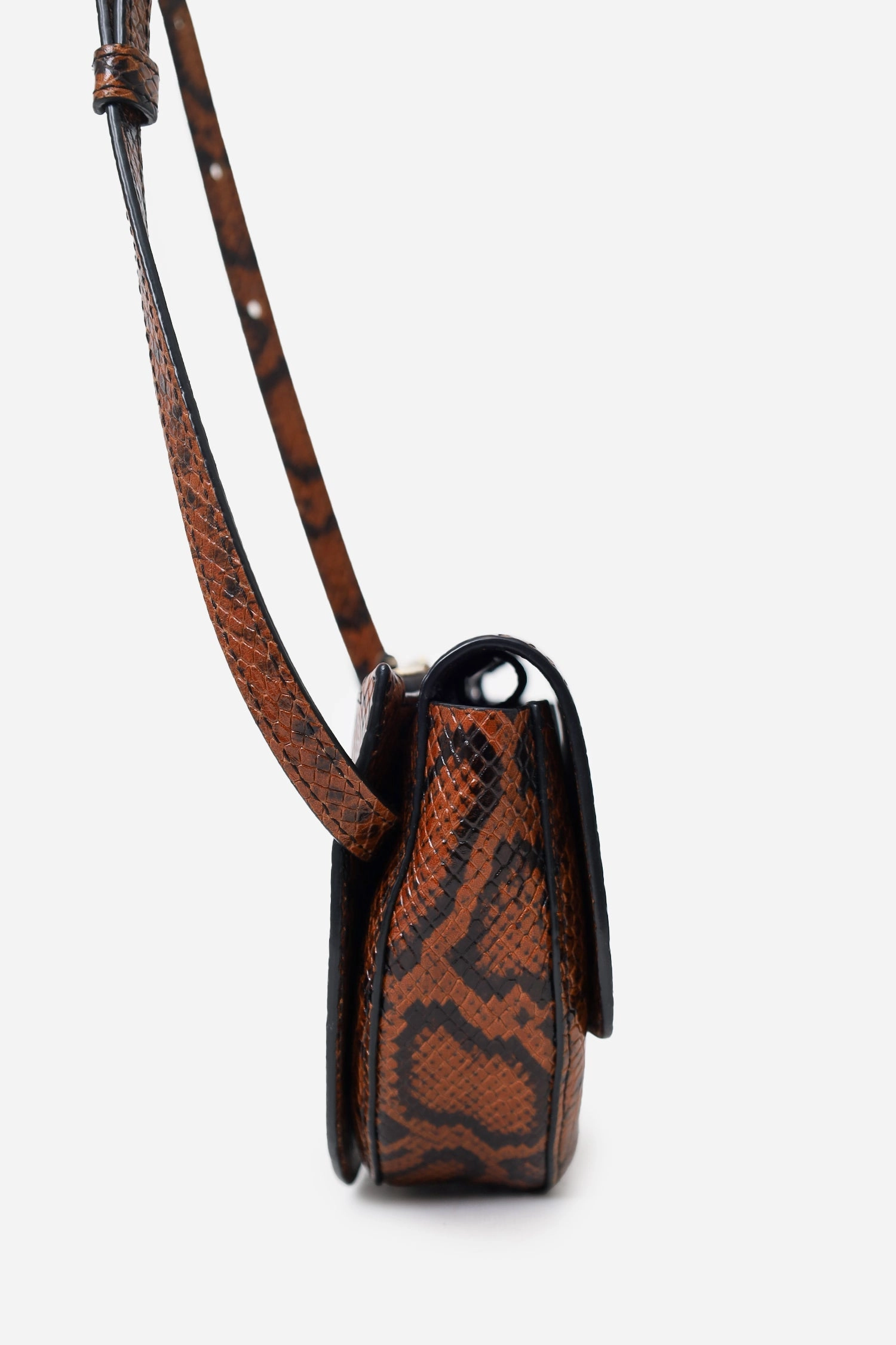 Wandler Brown/Black Croc Embossed Leather Crossbody