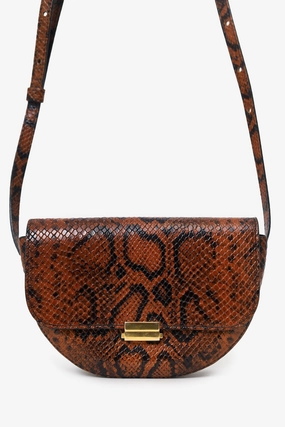 Wandler Brown/Black Croc Embossed Leather Crossbody