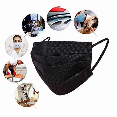 Wecolor 100 Pcs Disposable 3 Ply Earloop Face Masks, Suitable for Home, School, Office and Outdoors (Black)