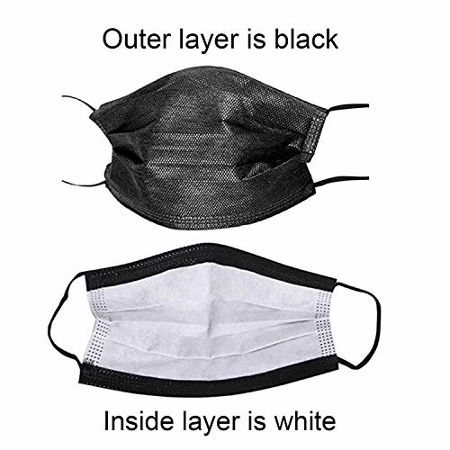 Wecolor 100 Pcs Disposable 3 Ply Earloop Face Masks, Suitable for Home, School, Office and Outdoors (Black)