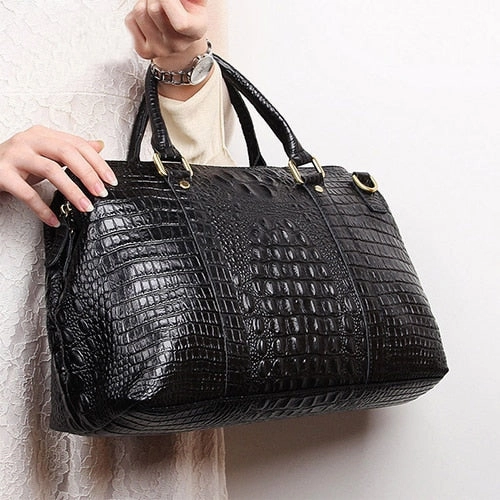 Westal Alligator Pattern Women Handbags Lady Leather Laptop 14 Genuine Leather Shoulder Bags