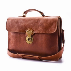 Will Leather Jacques Leather Portfolio Briefcase - Cognac Brown