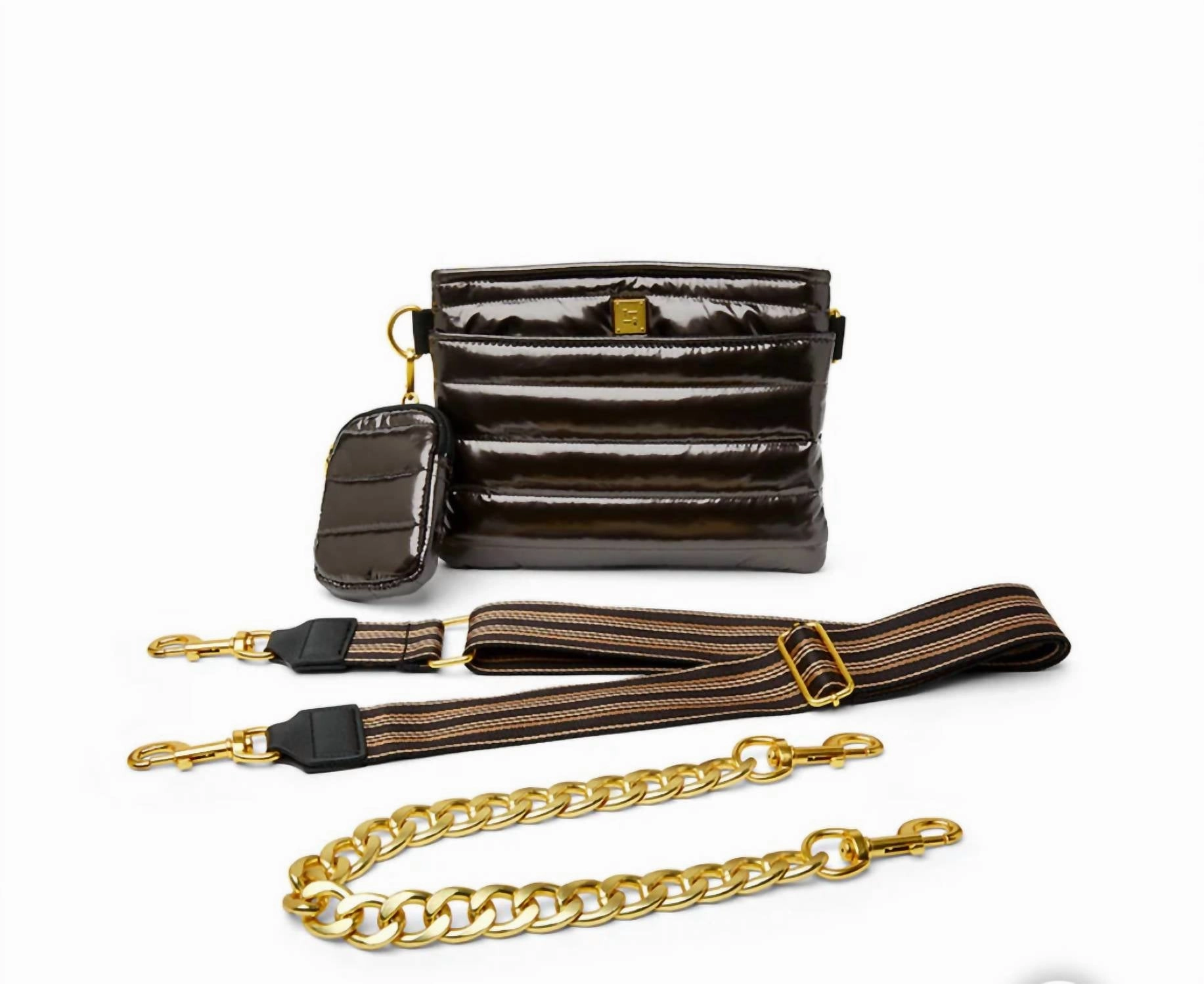 Women Downtown Crossbody Handbag In Dark Mocha Patent