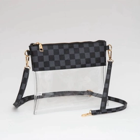 Women's Clear Checkered Crossbody Bag In Black