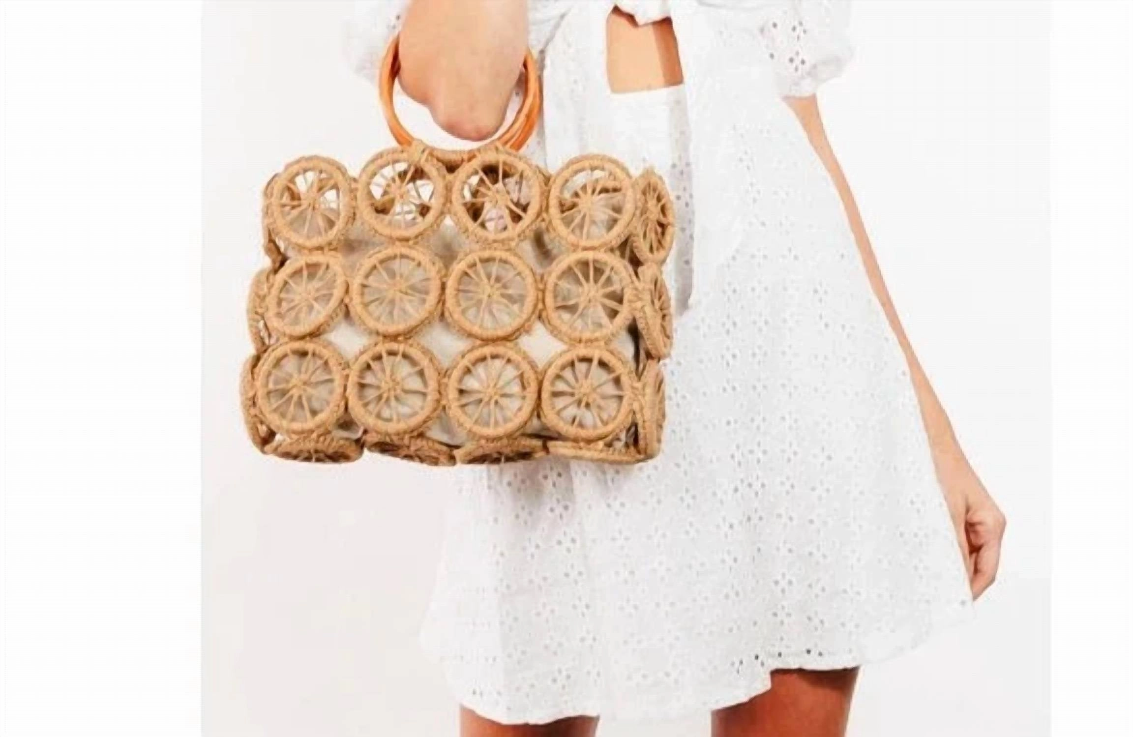 Women's Freia Boho Circle Summer Beach Bag In Tan