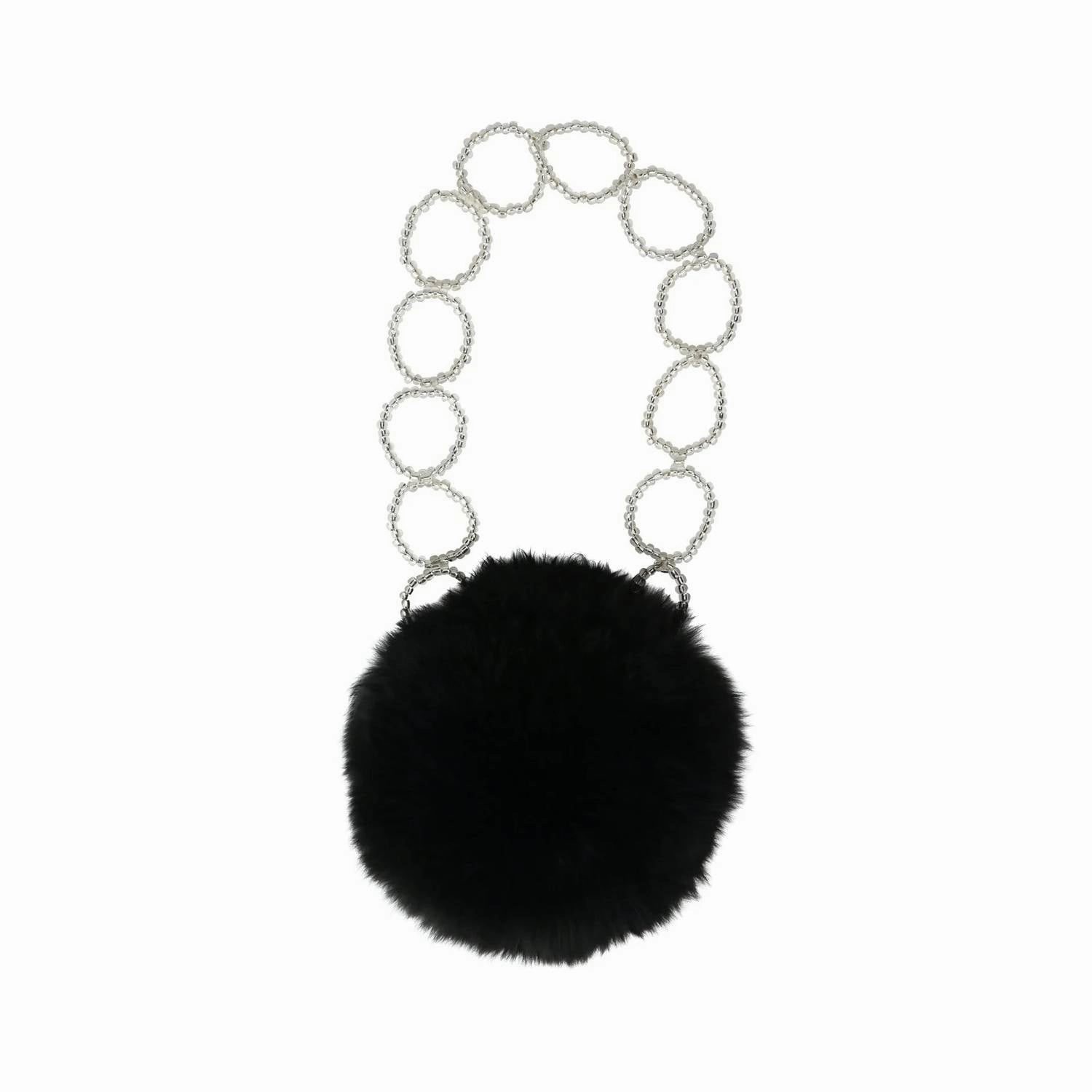 Women's Fur Circle Bag In Black