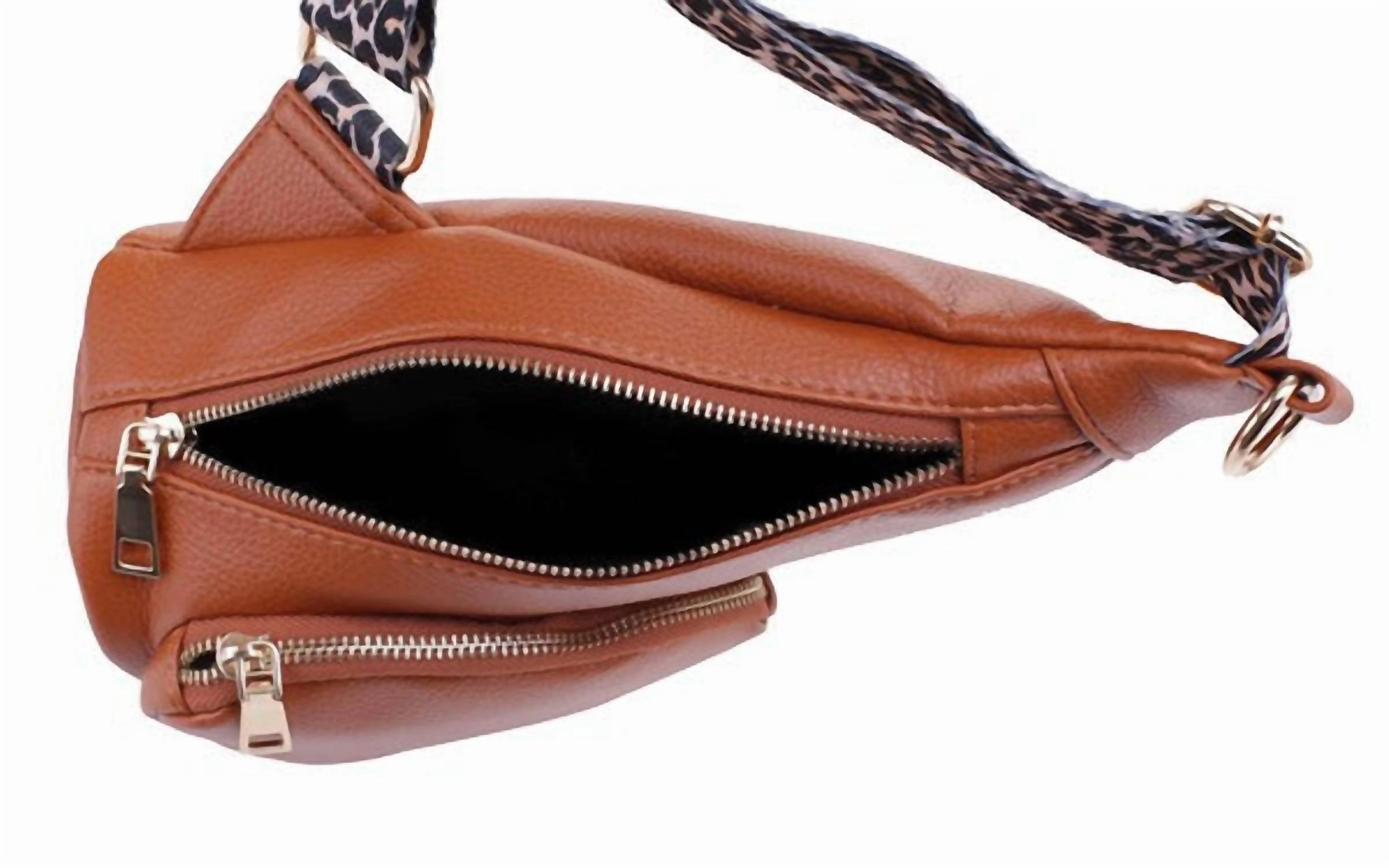 Women's Jessi Leopard Strap Crossbody Sling Bag In Cognac