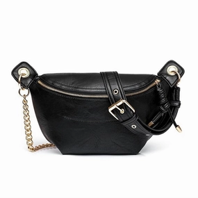 Women's Luxe Convertible Sling Belt Bum Bag In Black