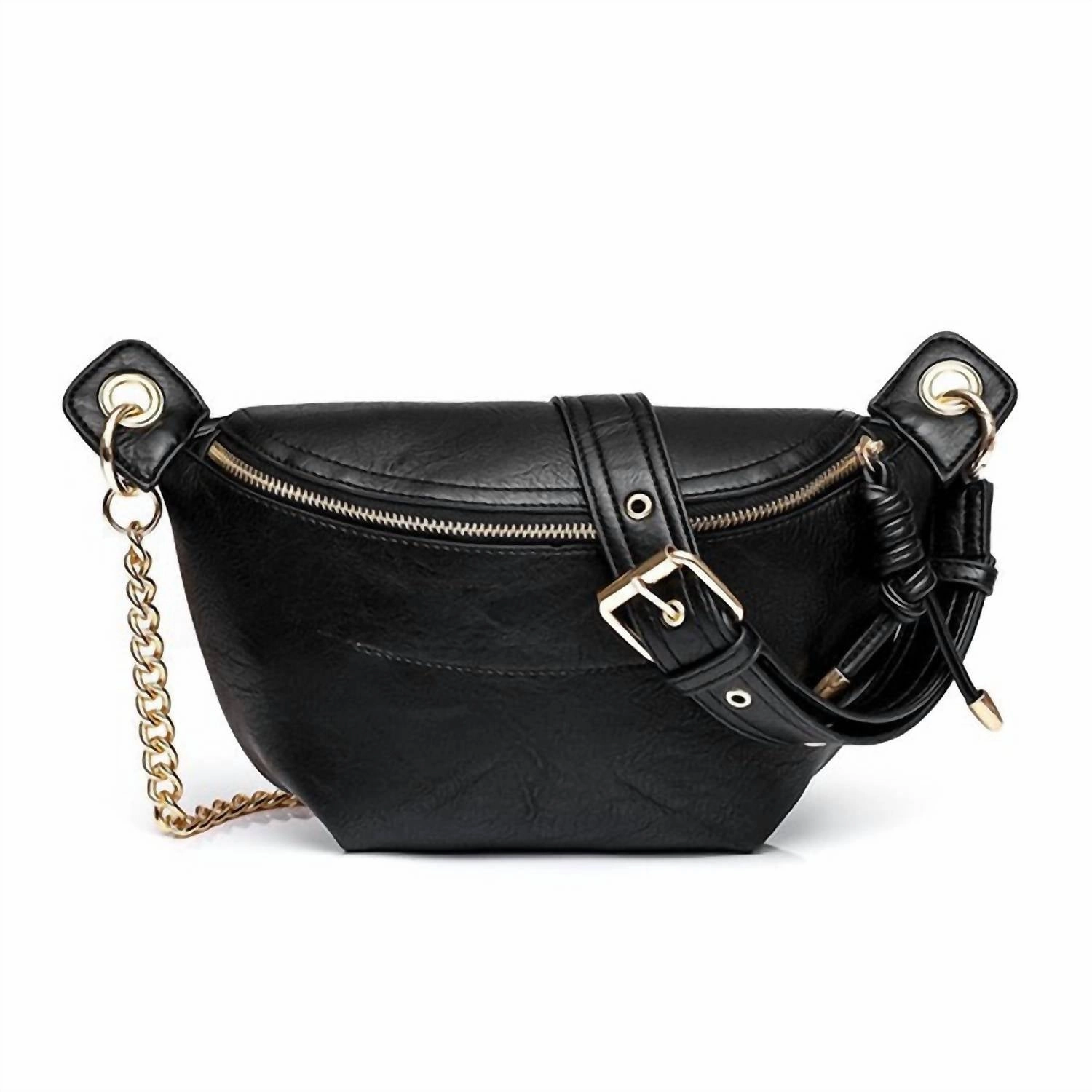 Women's Luxe Convertible Sling Belt Bum Bag In Black