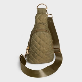 Women's Quilted Sling Bag In Green