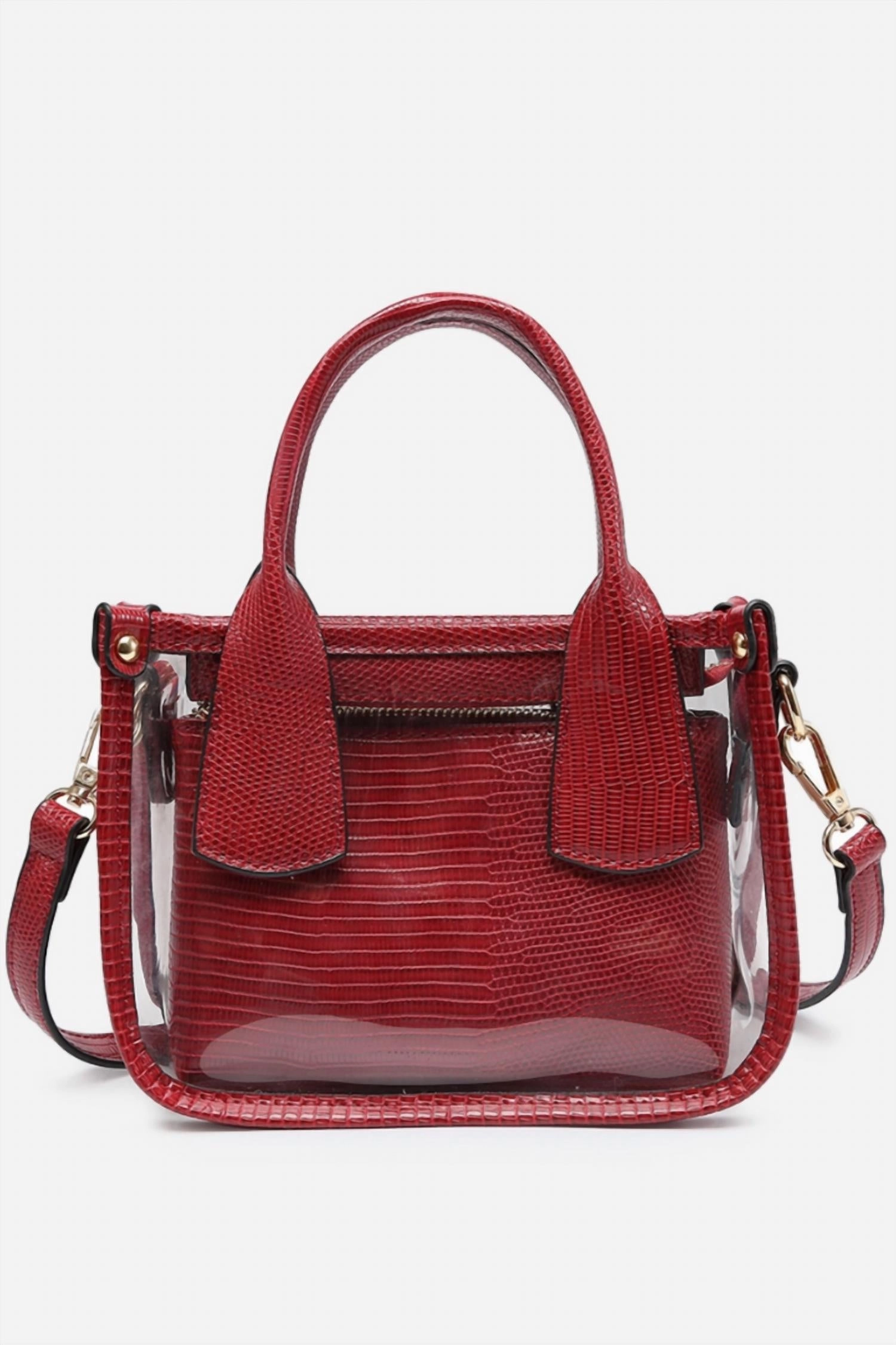 Women's Stacey Clear Satchel With Inner Bag In Dark Red