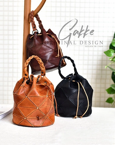 Womens Black Leather Bucket Shoulder Bag Purse Vintage Split Joint Barrel Round Handbag Crossbody Purse for Women