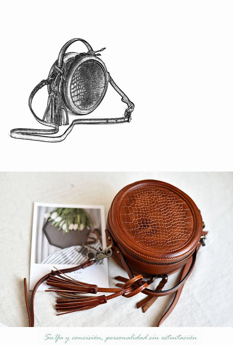 Womens Black Leather Round Crossbody Bag Crocodile Pattern Vintage Round Handbag Shoulder Bag for Women