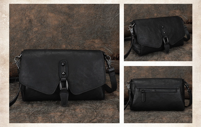 Womens Black Leather Vintage Handmade Shoulder Bag Best Crossbody Purses for Ladies