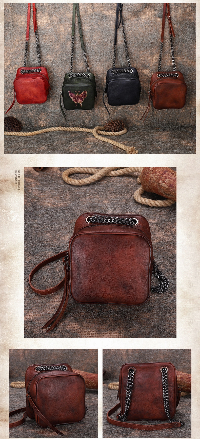 Womens Brown Leather Cube Small Side Bag Mini Shoulder Bag Best Square Crossbody Purse for Ladies
