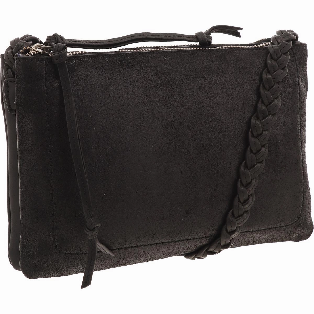 Womens Distressed Faux Suede Crossbody Handbag