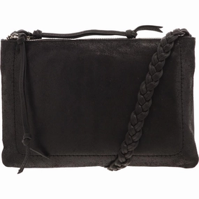 Womens Distressed Faux Suede Crossbody Handbag