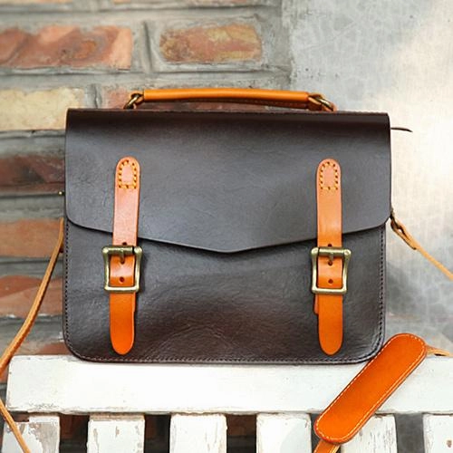 Womens Handmade Coffee Leather Satchel Handbag Cambridge Structured Satchel Shoulder Purse
