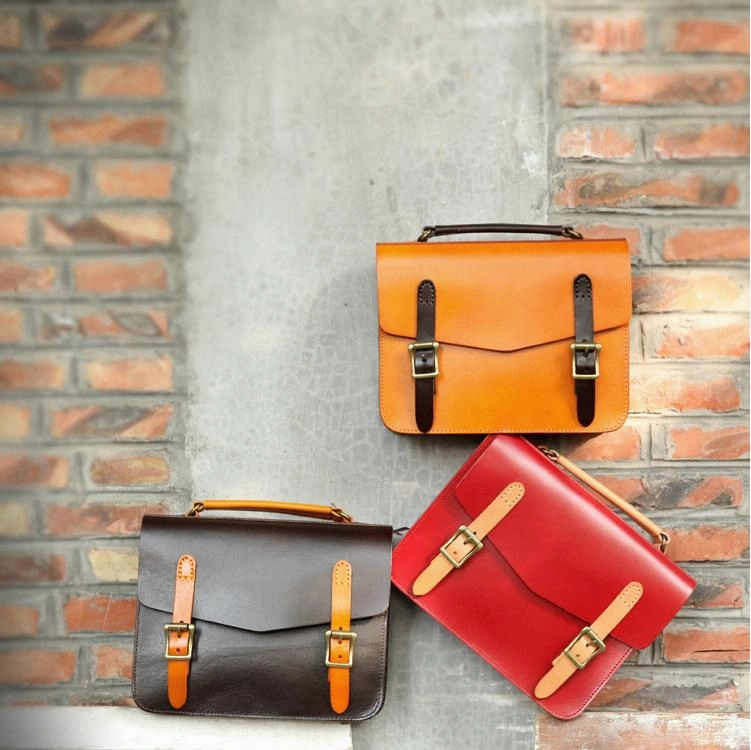 Womens Handmade Coffee Leather Satchel Handbag Cambridge Structured Satchel Shoulder Purse