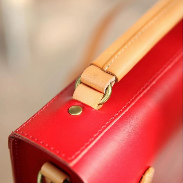Womens Handmade Coffee Leather Satchel Handbag Cambridge Structured Satchel Shoulder Purse