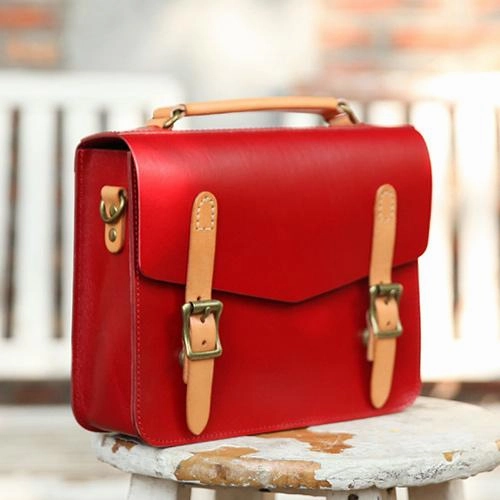 Womens Handmade Coffee Leather Satchel Handbag Cambridge Structured Satchel Shoulder Purse