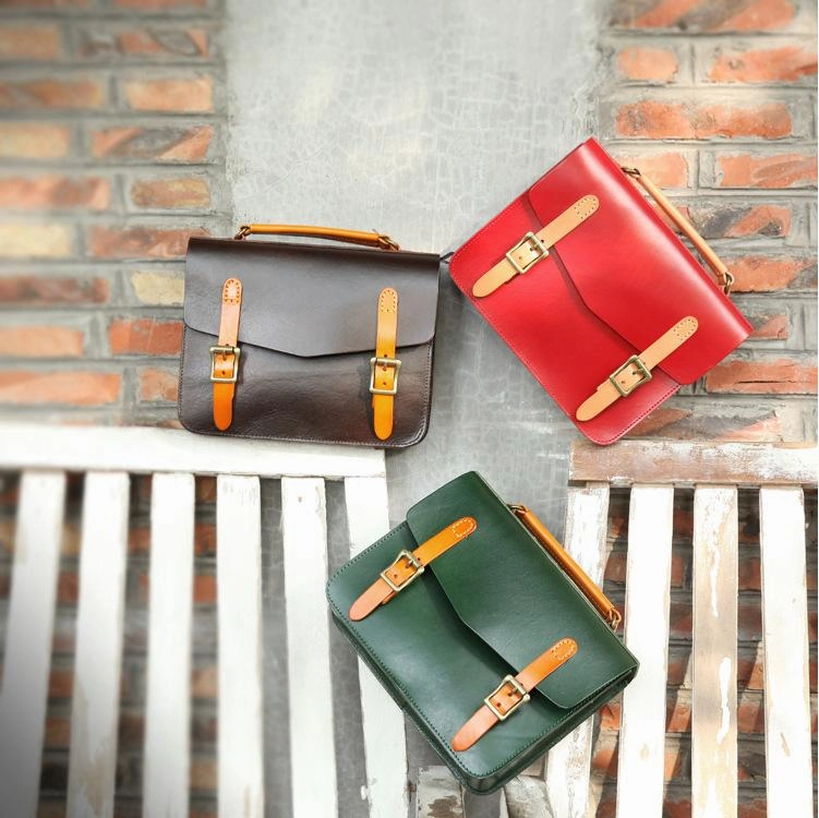 Womens Handmade Coffee Leather Satchel Handbag Cambridge Structured Satchel Shoulder Purse
