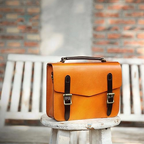 Womens Handmade Coffee Leather Satchel Handbag Cambridge Structured Satchel Shoulder Purse