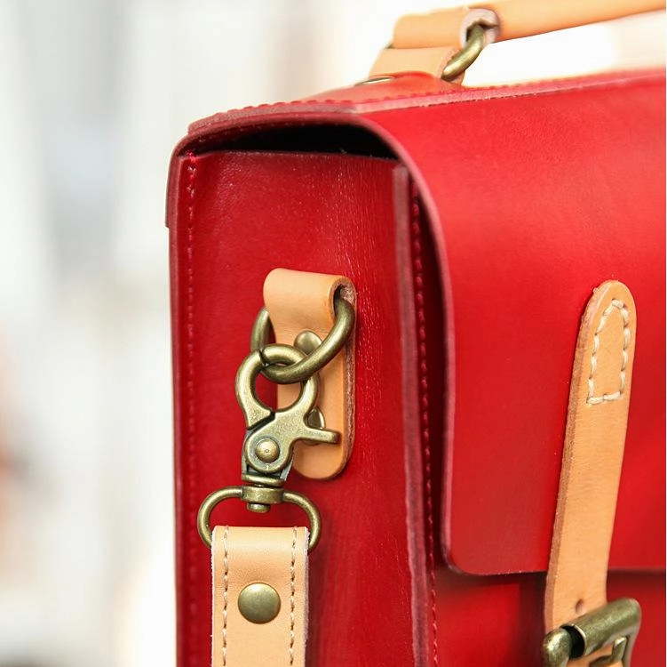 Womens Handmade Coffee Leather Satchel Handbag Cambridge Structured Satchel Shoulder Purse