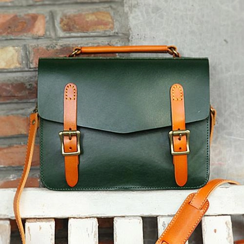 Womens Handmade Coffee Leather Satchel Handbag Cambridge Structured Satchel Shoulder Purse