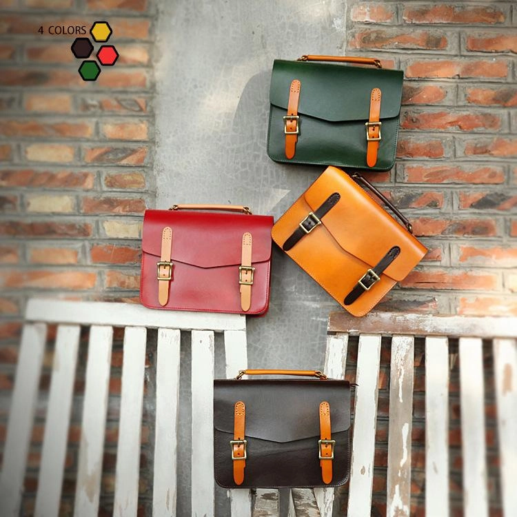 Womens Handmade Coffee Leather Satchel Handbag Cambridge Structured Satchel Shoulder Purse