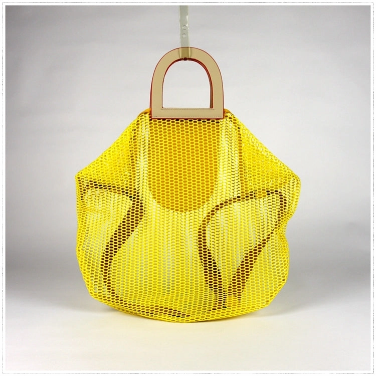 Womens Light Gray Net Polyester Leather Tote Handbag Purse Polyester Tote Shoulder Bag Purse for Ladies