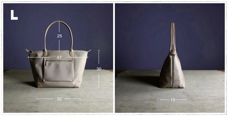 Womens Navy&Brown Nylon Shoulder Tote Medium Dark Blue Nylon&Brown Handbag Purse for Ladies