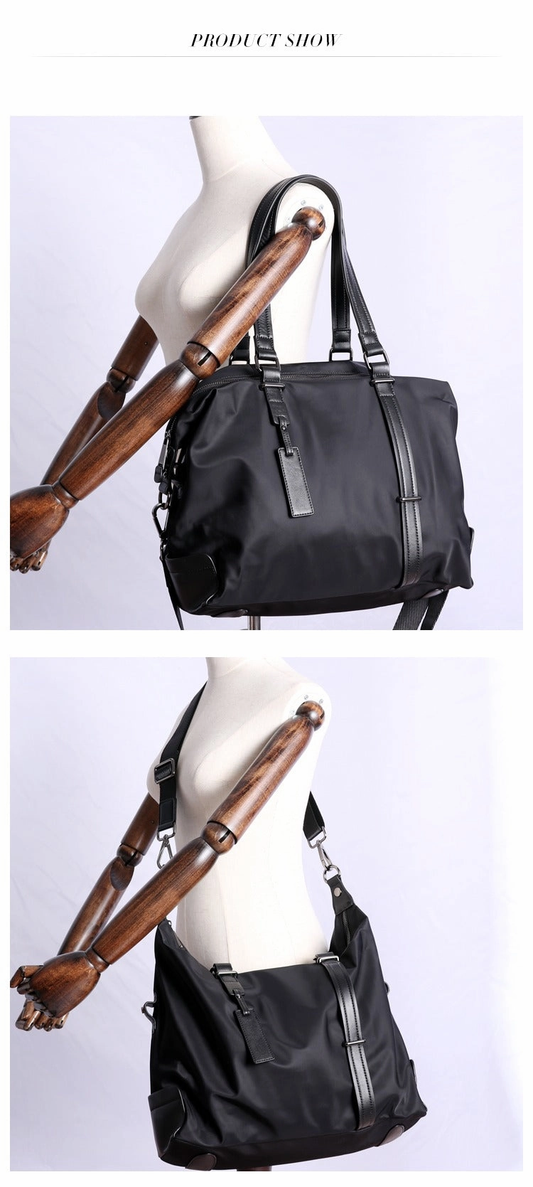 Womens Nylon Leather Gym Shoulder Purse Womens Black Nylon Gym Purse Nylon Work Shoulder Purse for Ladies