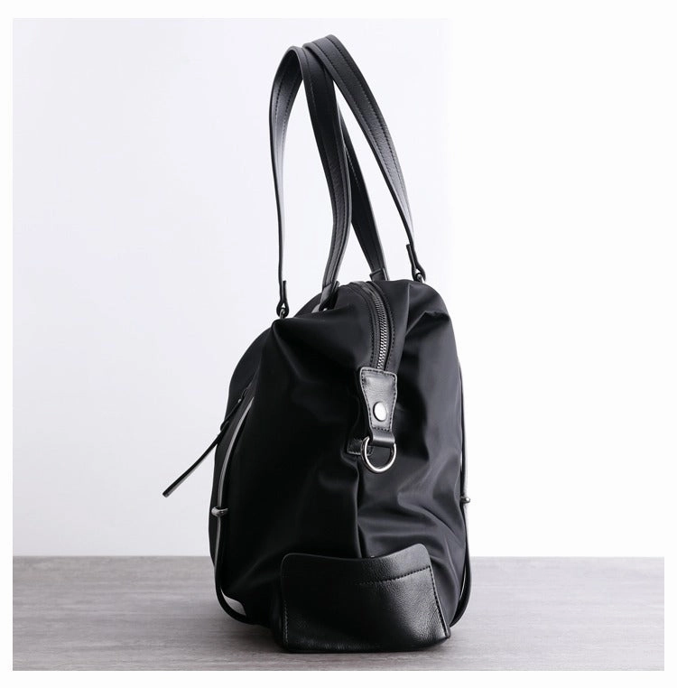 Womens Nylon Leather Gym Shoulder Purse Womens Black Nylon Gym Purse Nylon Work Shoulder Purse for Ladies